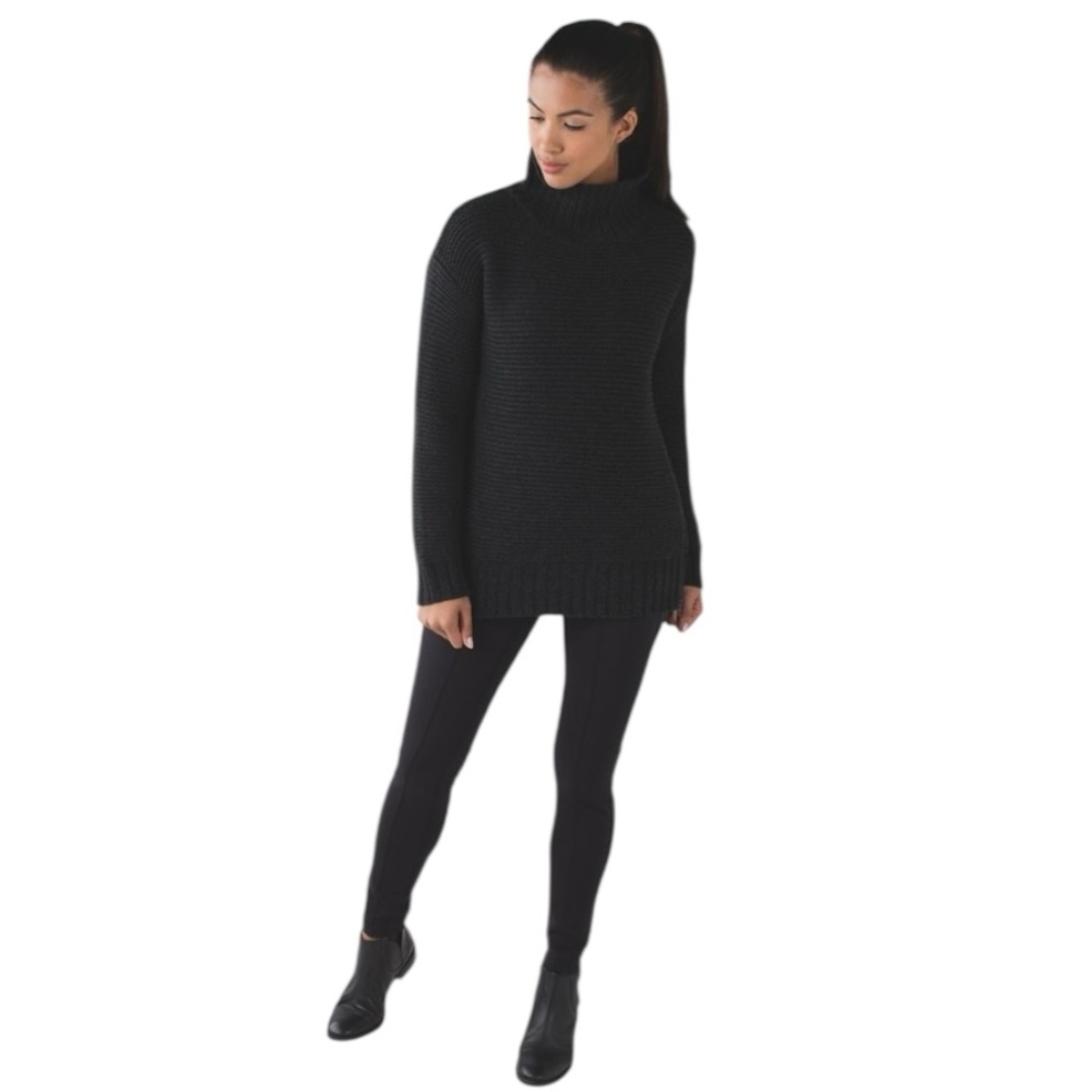 LULULEMON Karma Kurmasana Merino Wool Heather Black Sweater Size 4 - Picture 16 of 16